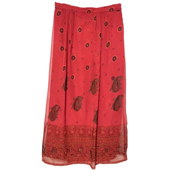Vintage Bohemian Peasant Skirt Long Paisley Printed Small - Picture 3 of 7